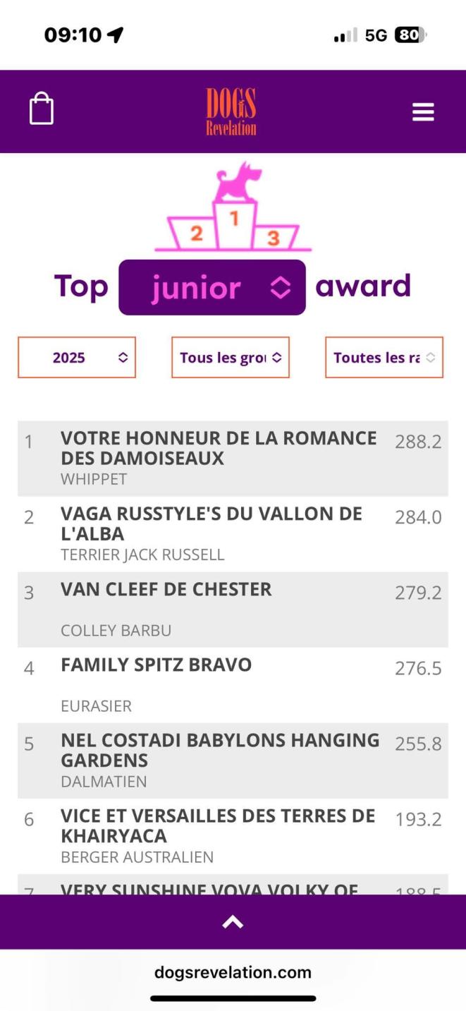 Pierrot : Top junior toute race confondu 